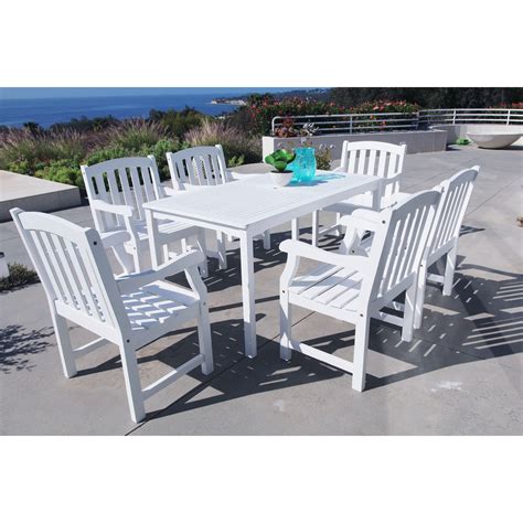 Shop White Bradley 7 Piece Table Armchair Outdoor Dining Set Free