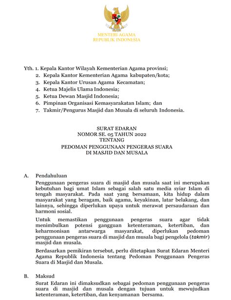 Pedoman Penggunaan Pengeras Suara Di Masjid Dan Musala 2022