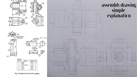 Assembly Drawing Of Universal Coupling Assembly Drawing Engineering