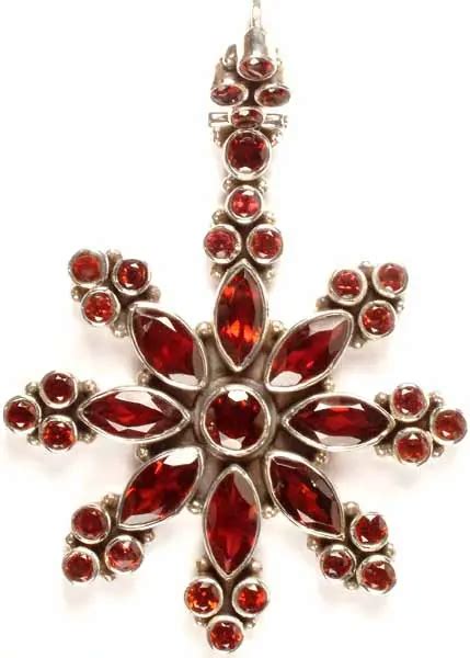 Faceted Garnet Flower Exotic India Art