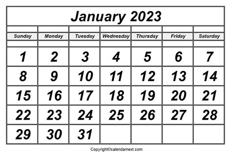 Free Printable January 2023 Calendar Template With Holidays
