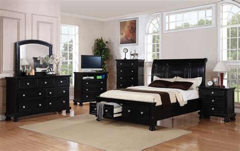 Get bedroom furniture sets at nfoutlet.com! G7025A Black Finish Wood Storage Bedroom Set Glory Furniture