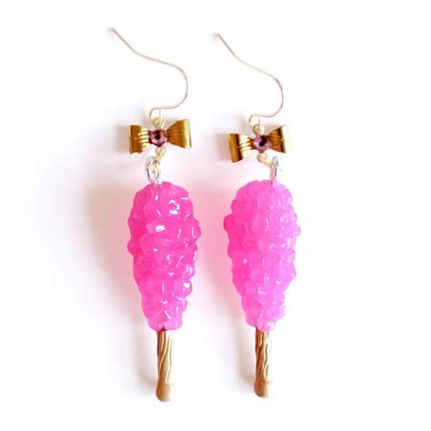 Pink Rock Candy Earrings Kawaii Jewelry Large Earrings Miniature