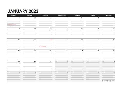 2023 Excel Monthly Calendar Template Free Printable Templates