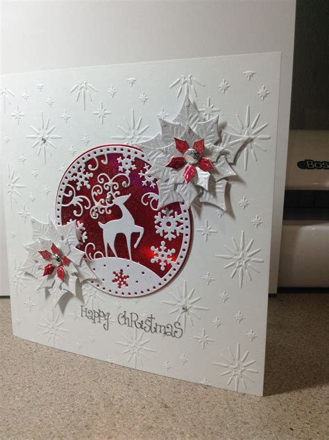 Tattered Lace Poinsettia Snowflake Reindeer Homemade Christmas Cards