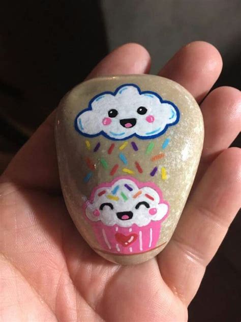 Cute And Creative Rock Painting Ideas Cake Tag Rock Painting Ideas