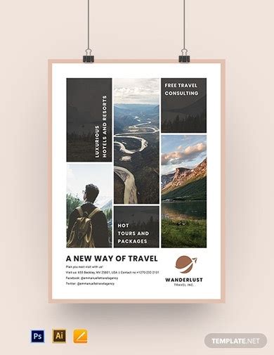 Travel Posters 10 Free Templates In Illustrator Indesign Word