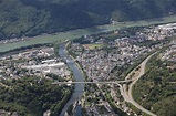 Luftbild Lahnstein - Uferbereiche entlang der Fluß- Mündung der Lahn in ...