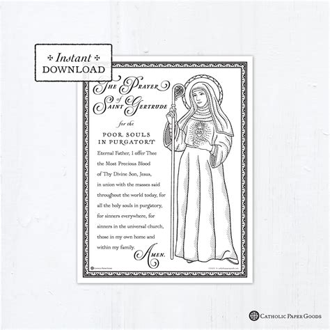 The Prayer Of Saint Gertrude The Great Catholic Coloring Page Catholic
