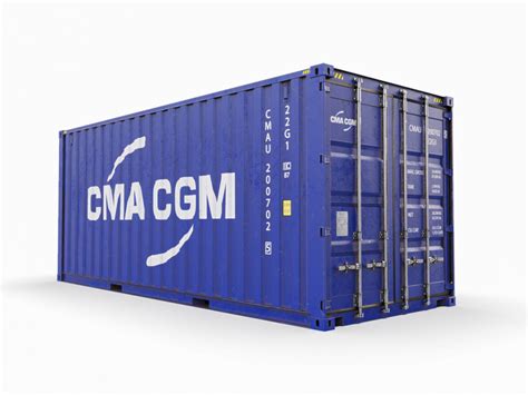 20 Feet Cma Cgm Standard Shipping Container 3d Model Cgtrader