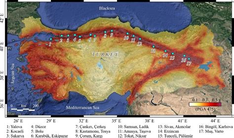 Seismic Hazard Map Of Turkey And Selected Settlements Download