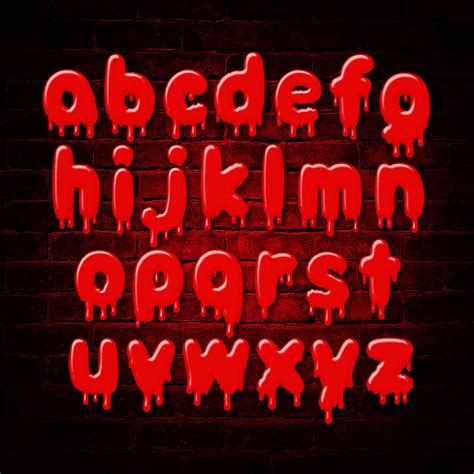 Spooky Alphabet With Blood Dripping Bloody Font Dripping Letters