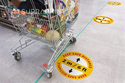 Safety Floor Stickers Warning Decals Keep Distance With R10 Anti Slip