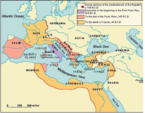 Map Of The Republic Of Romes Expansion From 509 Bce To 146 Bce Roman