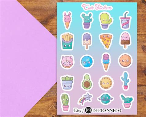 Cute Kawaii Sticker Sheet Kawaii Stationary Planner Stickers Cute