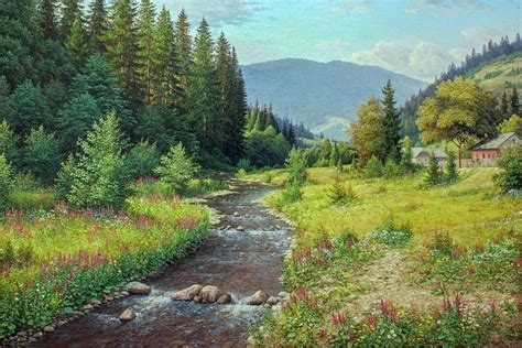 Mountain River Original Oil Painting Home Decor Landscape Etsy In