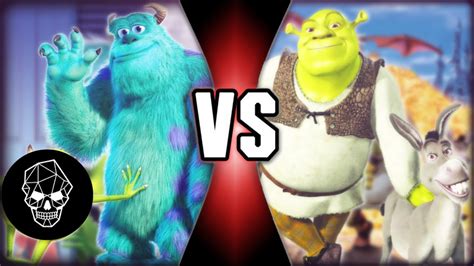 Sulley And Mike Vs Shrek And Donkey Pixar Vs Dreamworks Death Battle Fan