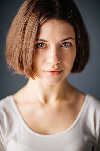 Close Up Portrait Of Young Beautiful Woman With Curious Facial ...