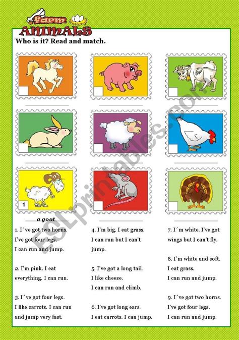 Farm Animals Descriptions Esl Worksheet By Robirimini