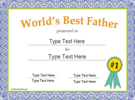 Special Certificate Fathers Day Certificate