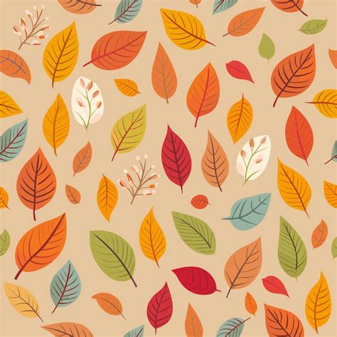 Premium Vector Seamless Autumn Pattern Color Leaves