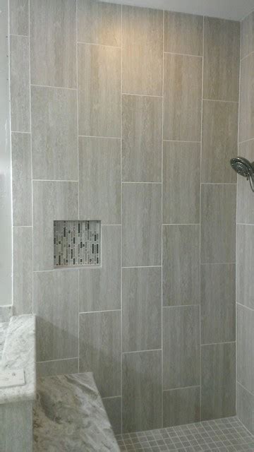 Pictures of bathroom tile patterns 12x24 is created to be the inspiration of for you. MASTER BATHROOM - Complete remodel 12" x 24" Vertical Tile - Contemporary - Bathroom - Austin ...