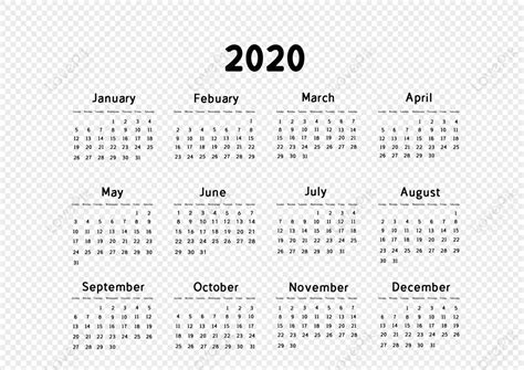 2020 Calendar 2020 Calendar Calendar New Year Png Image Free