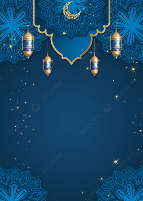 Blue Ramadan Lantern Moon Spot Pattern Background Ramadan Islamic