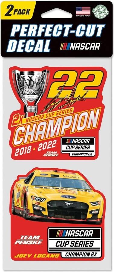 Wincraft Joey Logano Two Time Nascar Cup Series Champion 4 X 8