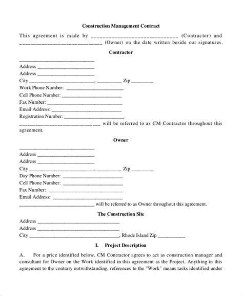 Free 10 Sample Construction Contract Forms In Ms Word Pdf