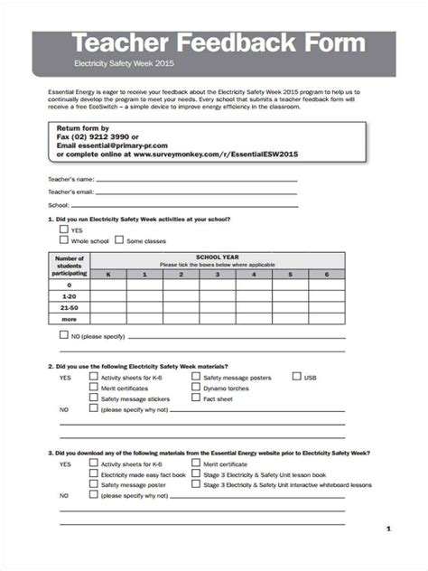 Free 16 Teacher Feedback Form Samples In Pdf Ms Word