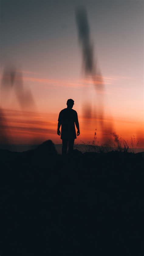 Alone Man Shadow Loneliness Silhouette Sunset