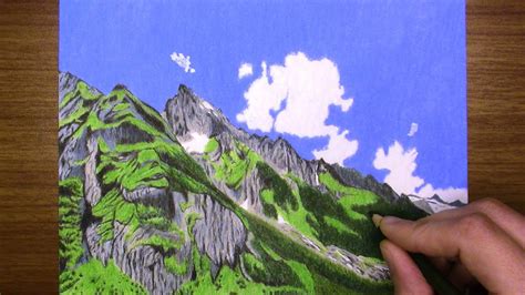 This is what transforms a colored pencil drawing into a colored pencil painting. Colored Pencil Drawing Mountain Landscape - YouTube