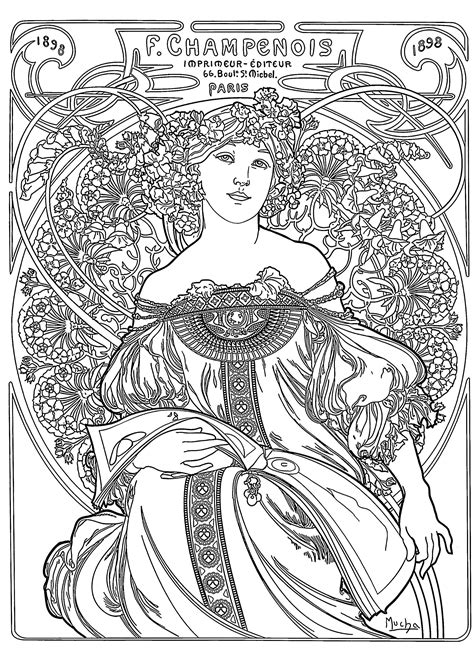 Alphonse Mucha Coloring Pages