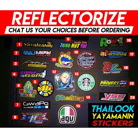 Reflectorized Motor Car Stickers Thailook Laminated Waterproof