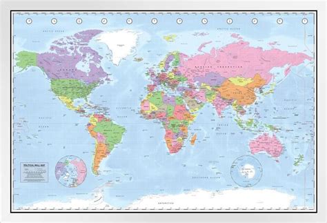 World Map Political Classroom Educational Learning Reference Geography