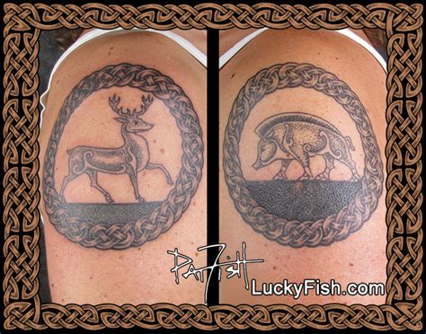 Heraldic Stag And Boar Tattoo Rings — Luckyfish Inc And Tattoo Santa