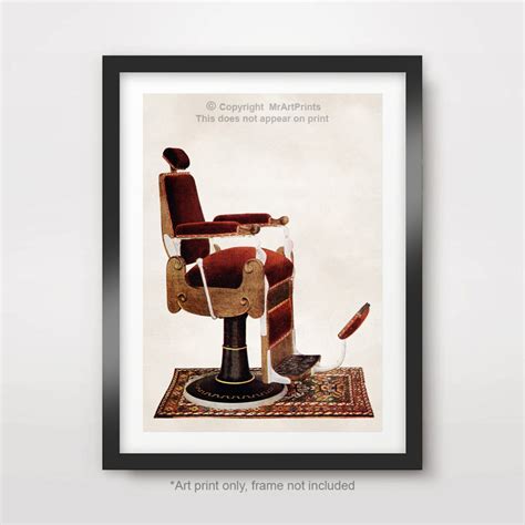 Victorian Barber Chair Art Print Poster Mens Barbershop Wall Etsy