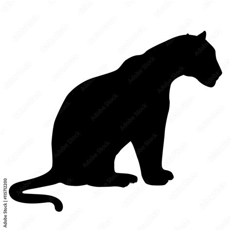 Leopard Sits A Black Silhouette Stock Vector Adobe Stock