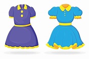 Girls fashionable cartoon dresses in beautiful color 9677119 Vector Art ...