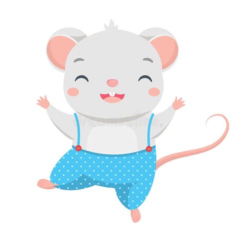 Danza Del Ratón Sobre Dibujos Animados Personaje De Rata Feliz De