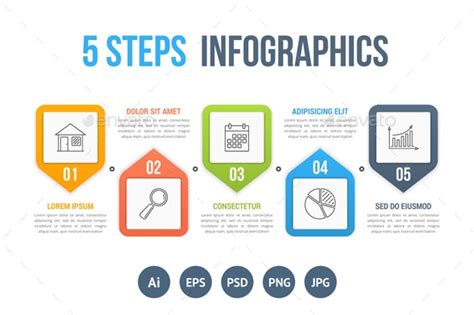 Process Diagram With Five Steps By Human Graphicriver