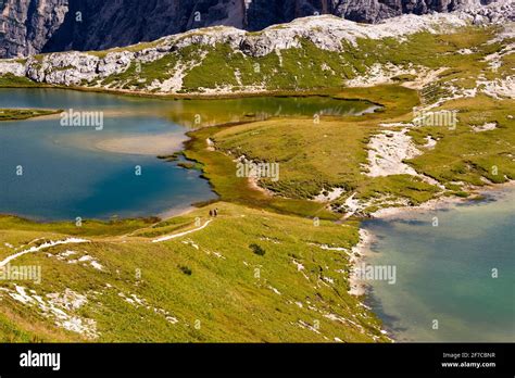 Beautiful Mountain Lakes In Italian Dolomites Stock Photo Alamy