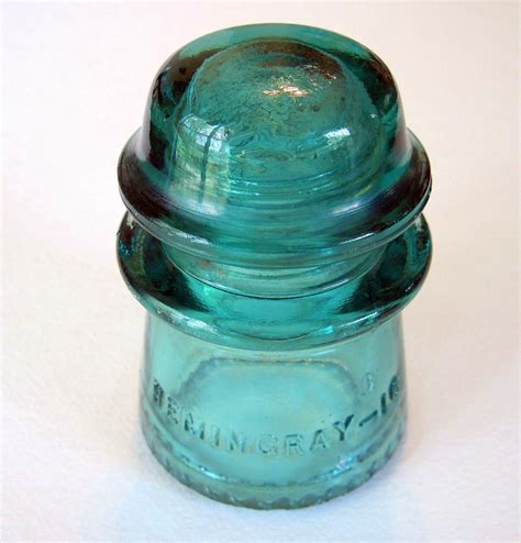 Vintage Hemingray 16 Glass Electrical Insulator Aqua Green