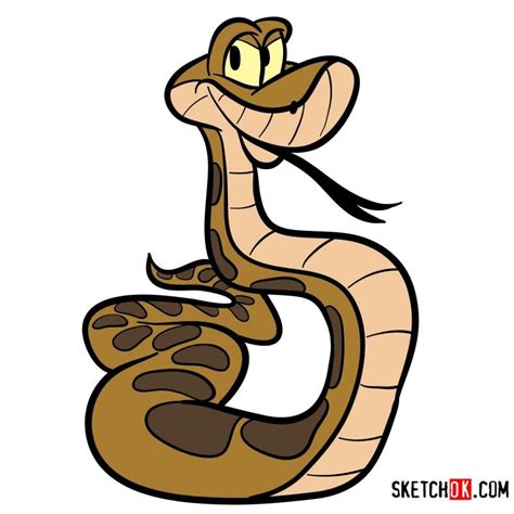 How To Draw Kaa The Jungle Book Sketchok Step By