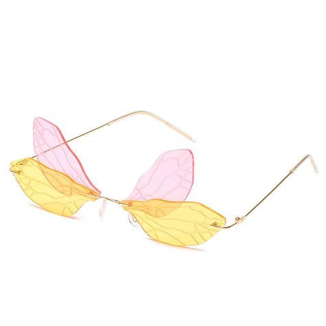 new arrival special fairy wings design originality sunglasses fashion rimless women eyewear with