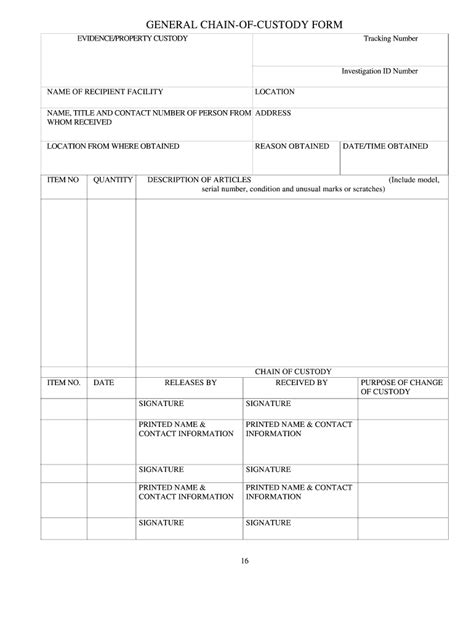 General Chain Of Custody Form Fill Online Printable Fillable Blank Pdffiller