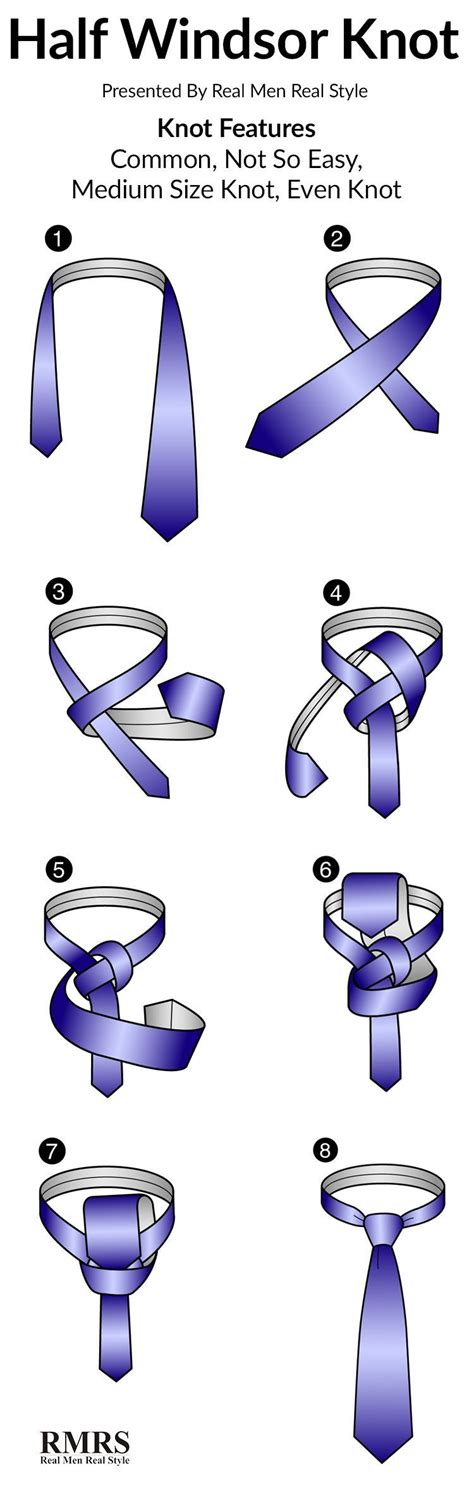 How To Tie A Half Windsor Knot Infographic Tie Knots Windsor Knot