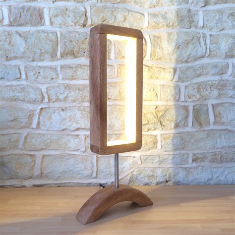 I used the shou sugi ban method to darken the wood. Hand Crafted Designer Table Lamp Wooden Desk Light Unusual Modern Minimalist Open Design ...