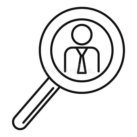 Man Magnify Glass Icon Outline Style Stock Vector Illustration Of